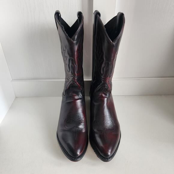 Abilene Men's 10.5 - 6461 12" Western Cowboy Boots Black Cherry Cowhide Polished - Picture 3 of 11